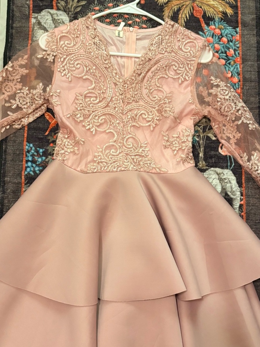 Soft Pink Lace & Tiered Dress